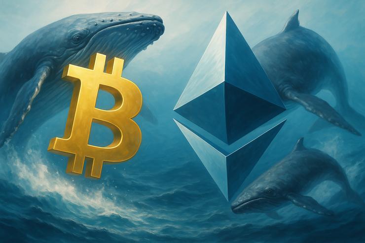veľryby presúvajú kapitál z BTC na Ethereum