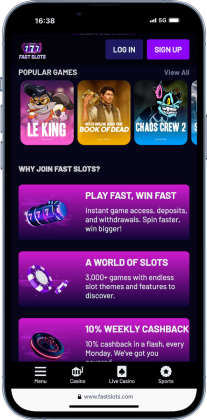 mobile screenshot of the main features of joining Fast Slots