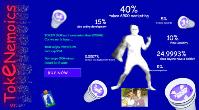 TOKEN6900 tokenomics on the presale website.