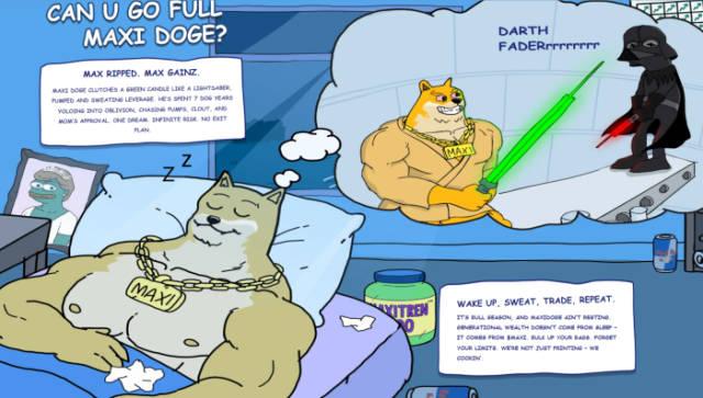 Maxi Doge dreams of 1000x trades.
