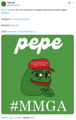 Pepe announced going live on X.