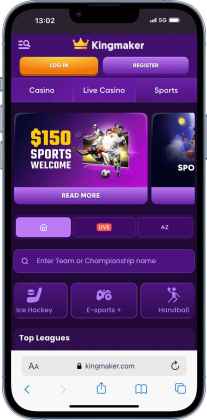 Kingmaker Casino's esports page.