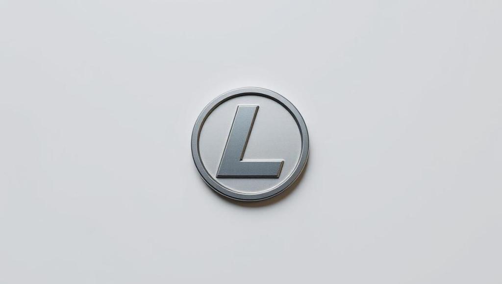 Minimalist boz Litecoin loqosu ağ fon üzərində