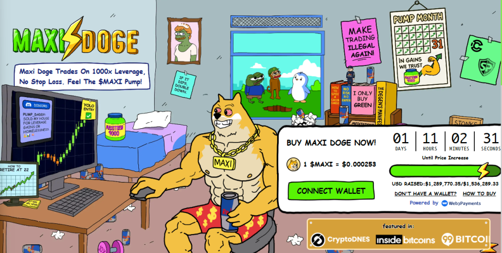 Maxi Doge – mēmu monēta, kas iedvesmota no tirdzniecības ar kredītplecu