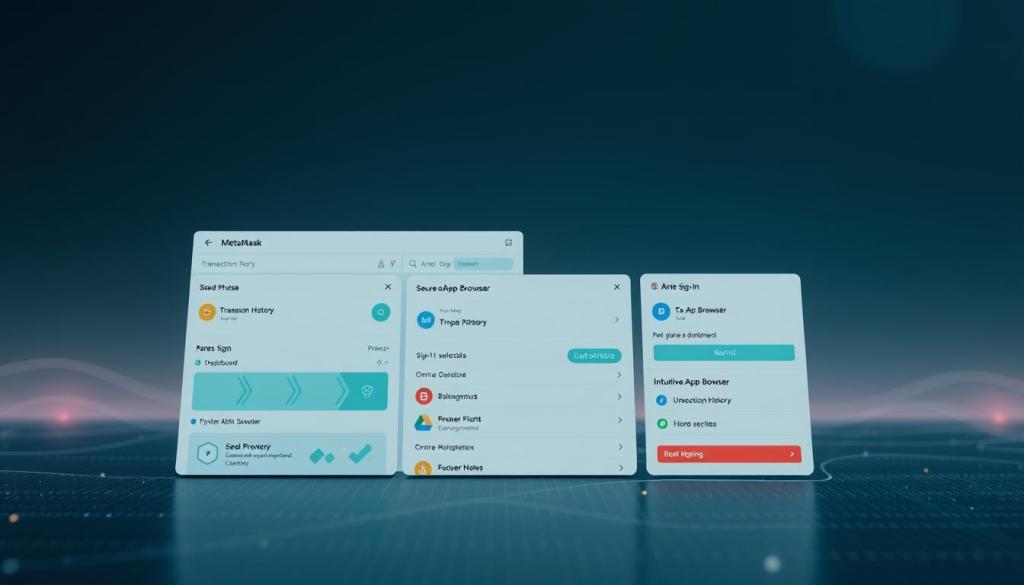 Λογότυπο MetaMask με σύμβολο Ethereum και φόντο αστικής σιλουέτας
