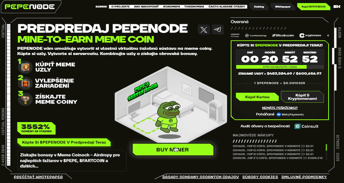 Pepenode (PEPENODE): Mine-to-earn mechaniky na Ethereu