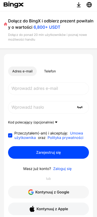 rejestracja drugi krok