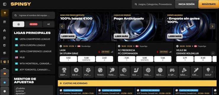 La mejor casa de apuestas en España es Spinsy