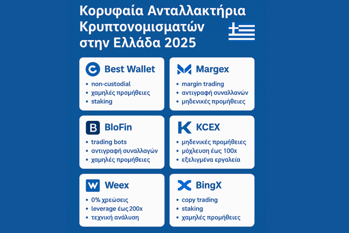 Τα καλύτερα ανταλλακτήρια κρυπτονομισμάτων στην Ελλάδα για το 2025