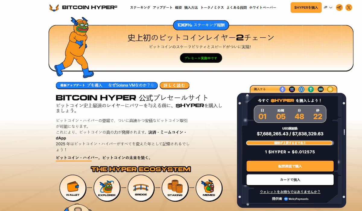 新プロジェクト：Bitcoin Hyperへの注目