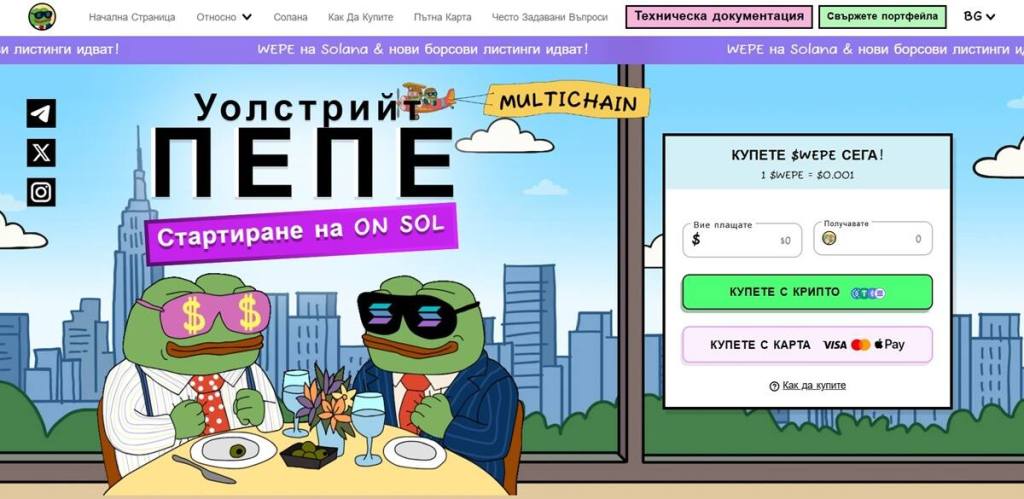 2. Wall Street Pepe ($WEPE) – Мийм койн с растяща общност и дефлационен модел