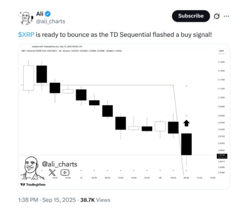 Ali Martinez chart for XRP on X