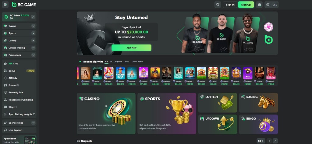 2. BC.Game – Huge game selection with fast payouts