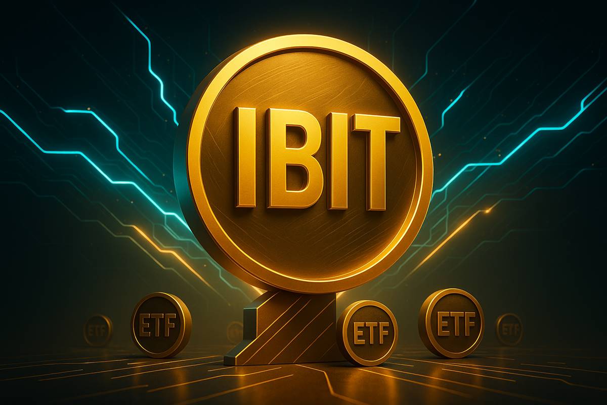 IBIT โลโก้ทองเด่นเหนือสัญลักษณ์ ETF แสดงอำนาจตลาด
