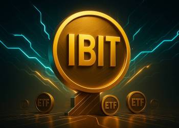 IBIT โลโก้ทองเด่นเหนือสัญลักษณ์ ETF แสดงอำนาจตลาด
