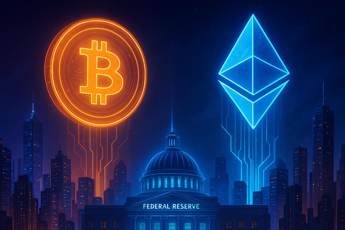 Bitcoin และ Ethereum ส่องแสงเหนืออาคาร Federal Reserve