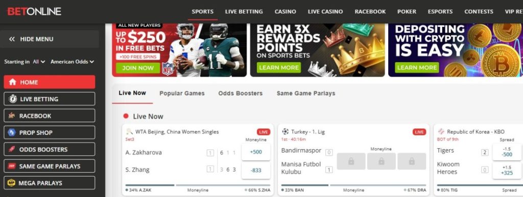 1. BetOnline – Crypto-Friendly Powerhouse With Wide Market Coverage
