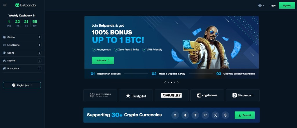 1. Betpanda.io – Easy-to-use interface and rewarding bonuses