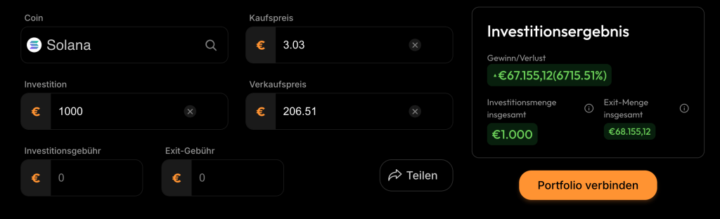 Solana: Möglicher Gewinn bei einer Investition von 1000 Euro nach 5 Jahren