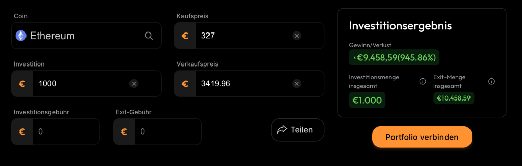 Ethereum: Möglicher Gewinn bei Investition vor 5 Jahren von 1000€