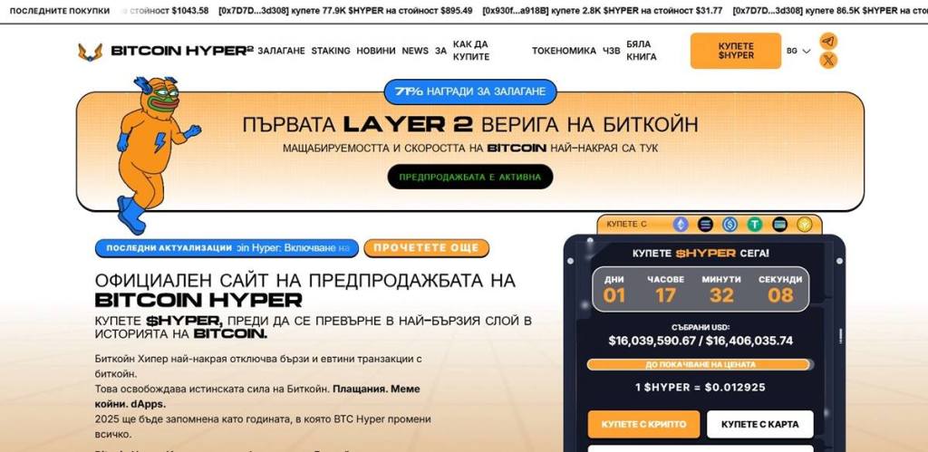 Bitcoin Hyper – Layer-2 решение с висока пропускателна способност