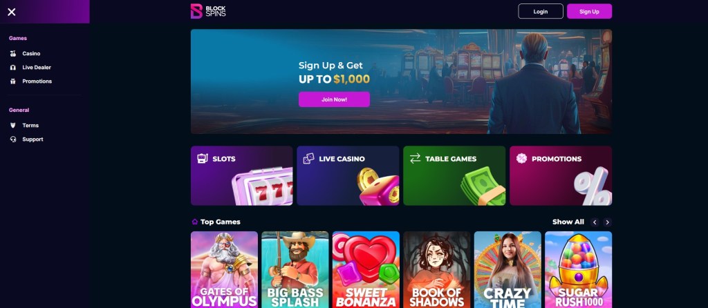 8. BlockSpins – Slot variety with cashback offers