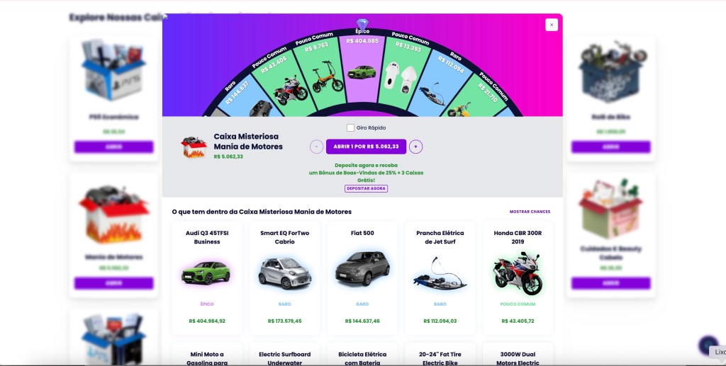 Caixa Misteriosa Mania de Motores