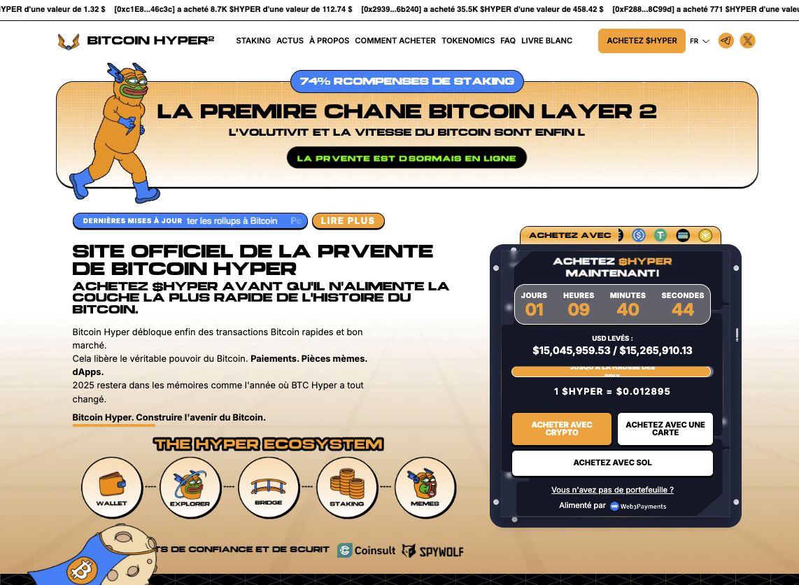Bitcoin Hyper : la prévente dépasse les 15 M$ et électrise le marché