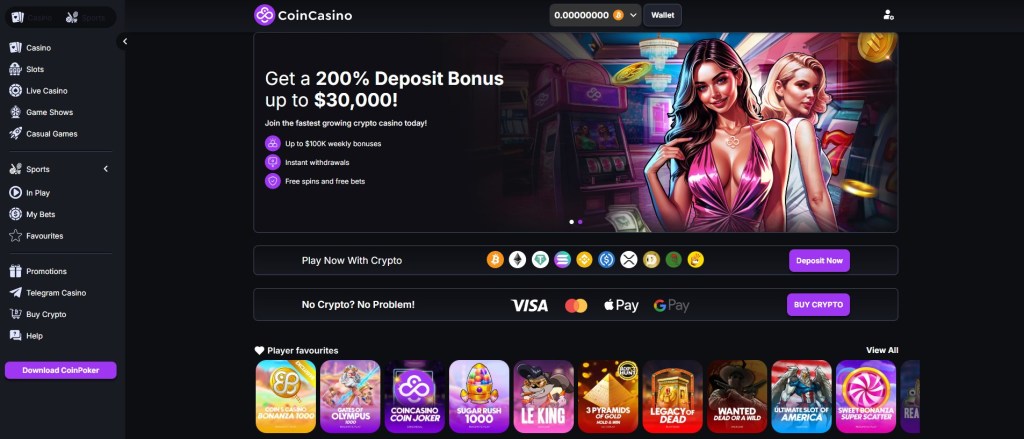 1. CoinCasino – A rising name in sports betting