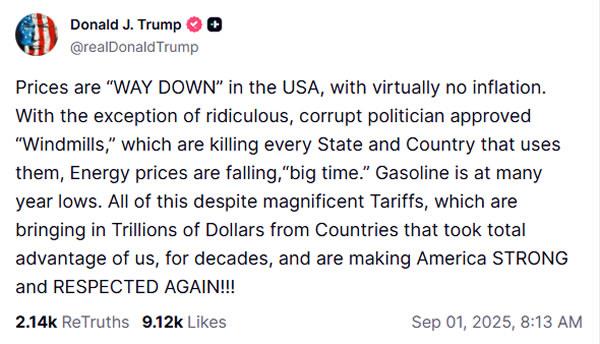 ความเห็นของ Donald Trump เกี่ยวกับเงินเฟ้อ