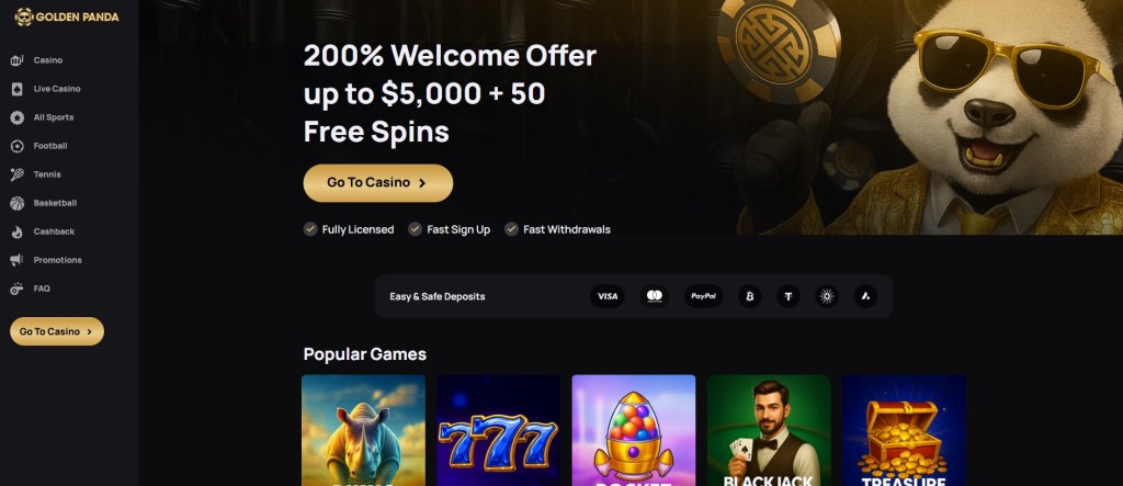 11. GoldenPanda – Reliable choice among established betting sites