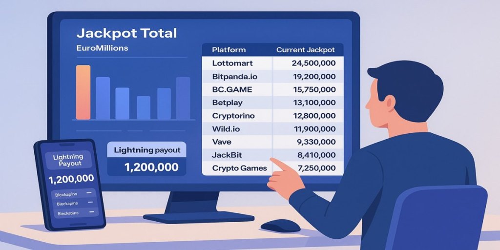 Image of a user comparing jackpot amounts across Lottomart and its sister platforms