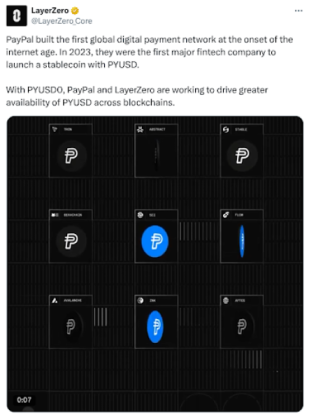 LayerZero’s X post about $PYUSD0