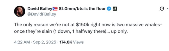 Nakamoto CEO predicted BTC to reach $150K.