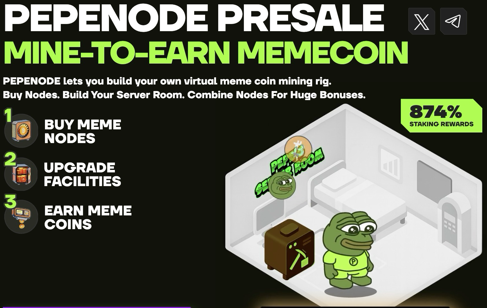 Pepenode ($ Pepenode) Mine-to-Earn-Meme-Münze.