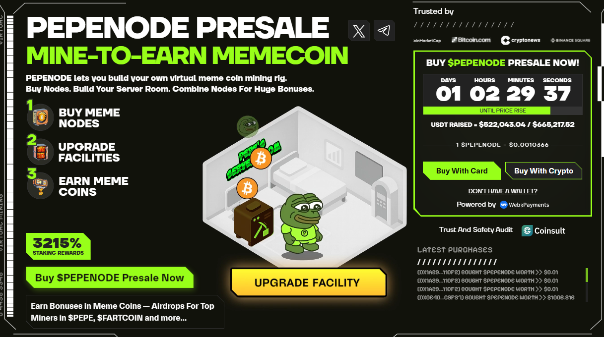 $ Pepenode Vorverkaufsinformationen und Spiele -Teaser.