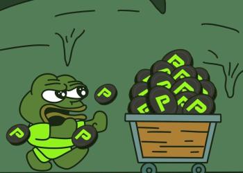 การ์ตูนกบ PepeNode ขุดเหรียญคริปโตสีเขียว