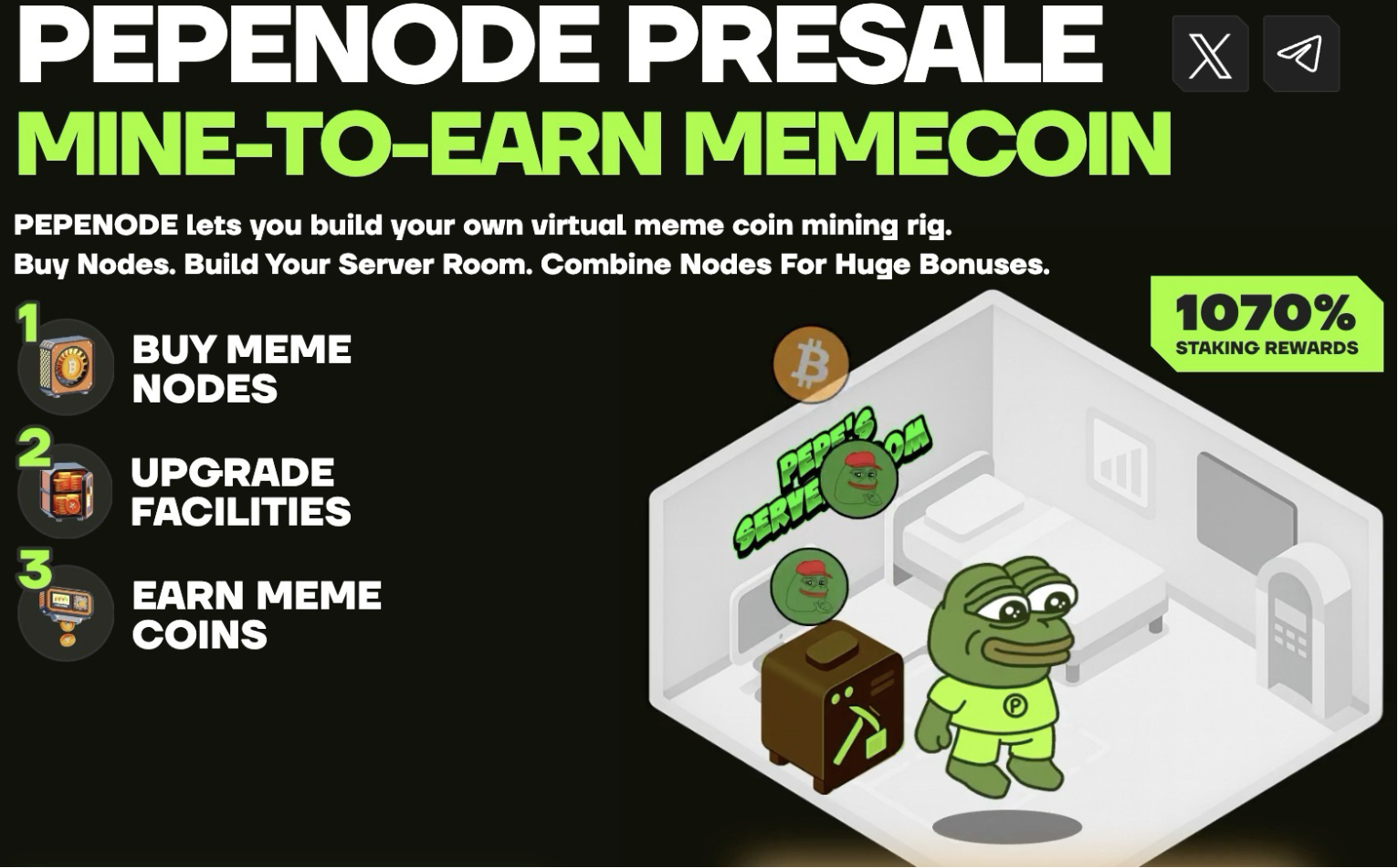 Pepenode ($ Pepenode) Mine-to-Earn-Memmünze