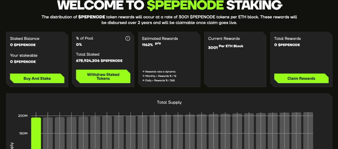 Pepenode hat einen dynamischen Stakelmechanismus