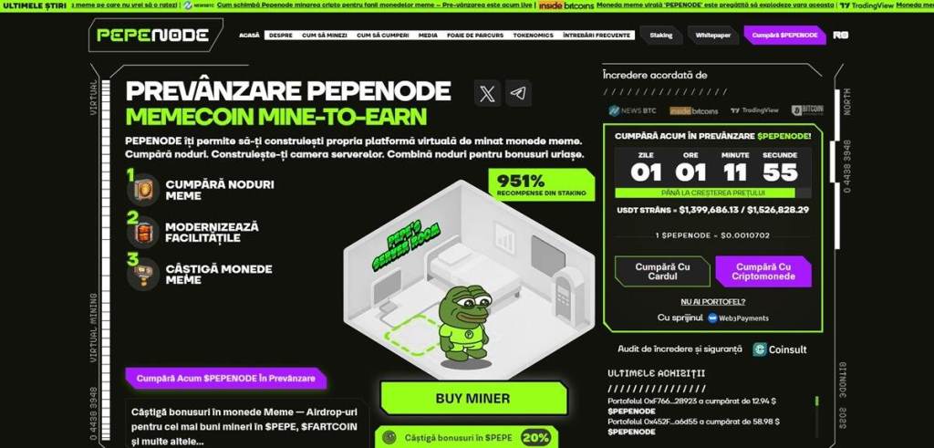 Pepenode.io favorit emergent pe piața meme-tokenurilor