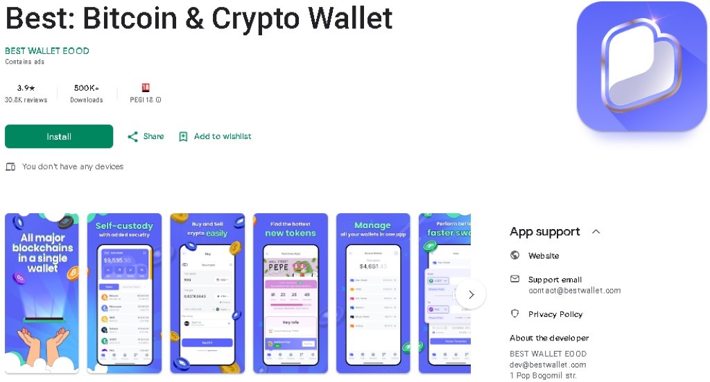 Prenos in namestitev Best Wallet aplikacije