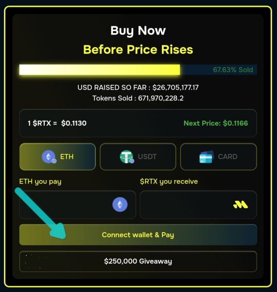 Presale widget with buy button on Remittix.