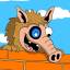 ตัวละครสัตว์ Snorter หน้าตลกโผล่พ้นกำแพงอิฐ