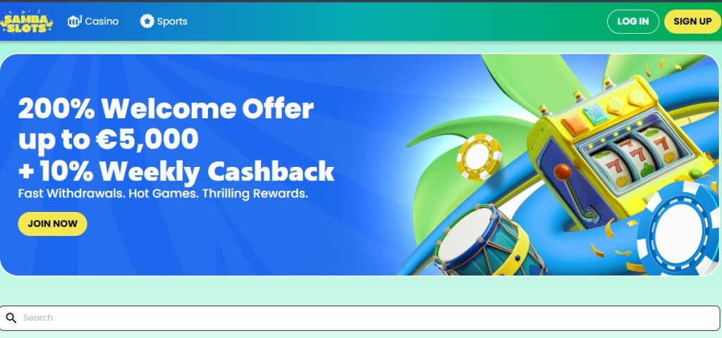 2. Samba Slots – Fast Payments & Jackpot Slots With a Community Vibe