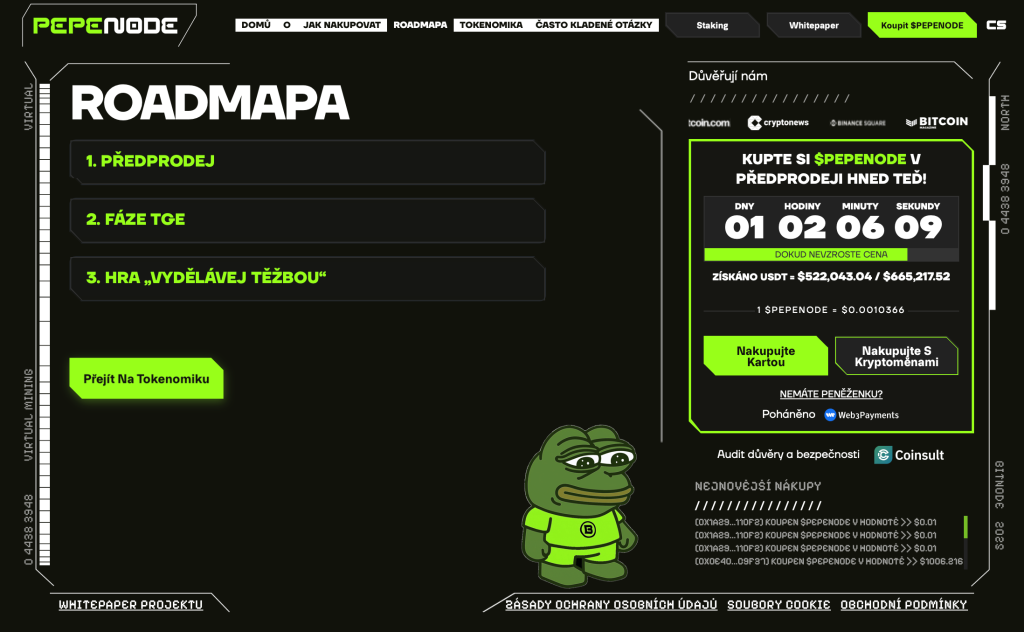 Jak koupit Pepenode - roadmapa 