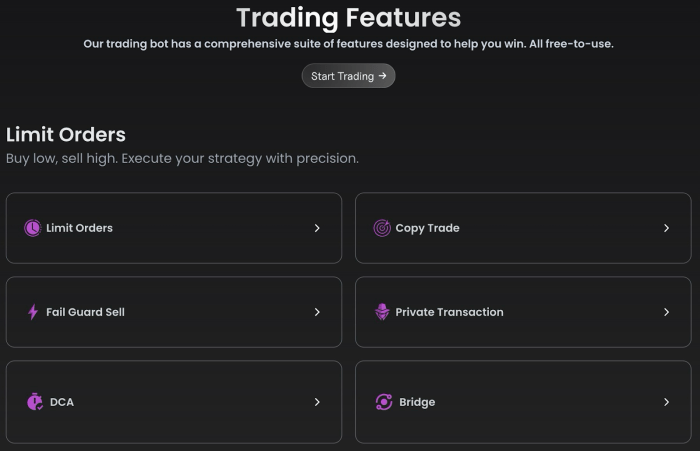 Unibot trading features