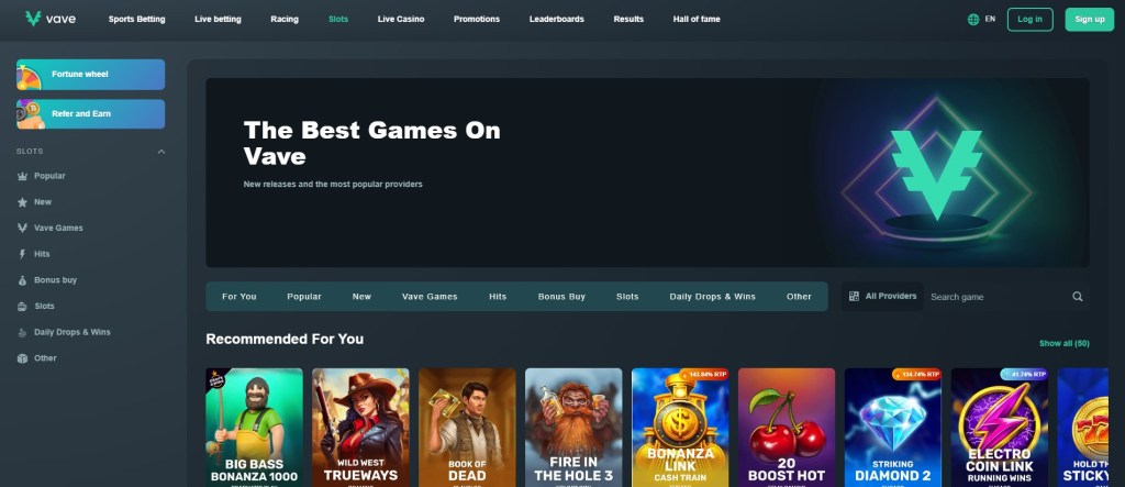 6. Vave – Full sportsbook combined with casino games