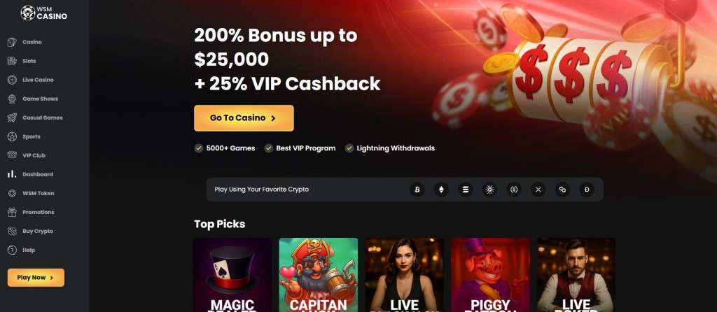 6. WSM Casino – Consistent value with strong sports betting odds