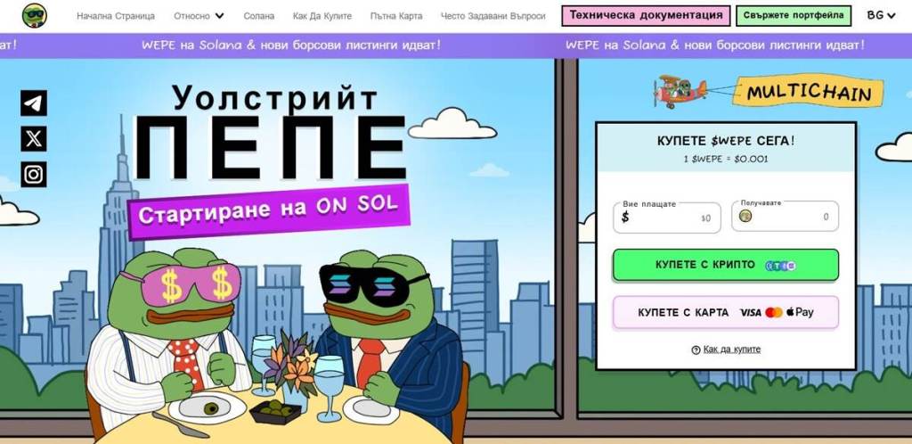 Wall Street Pepe (WEPE) Мемкойн, вдъхновен от финансовите икони