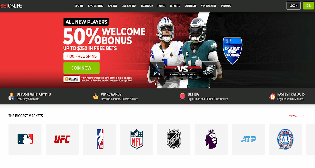 BetOnline – A long-standing sportsbook known for competitive odds and fast payouts